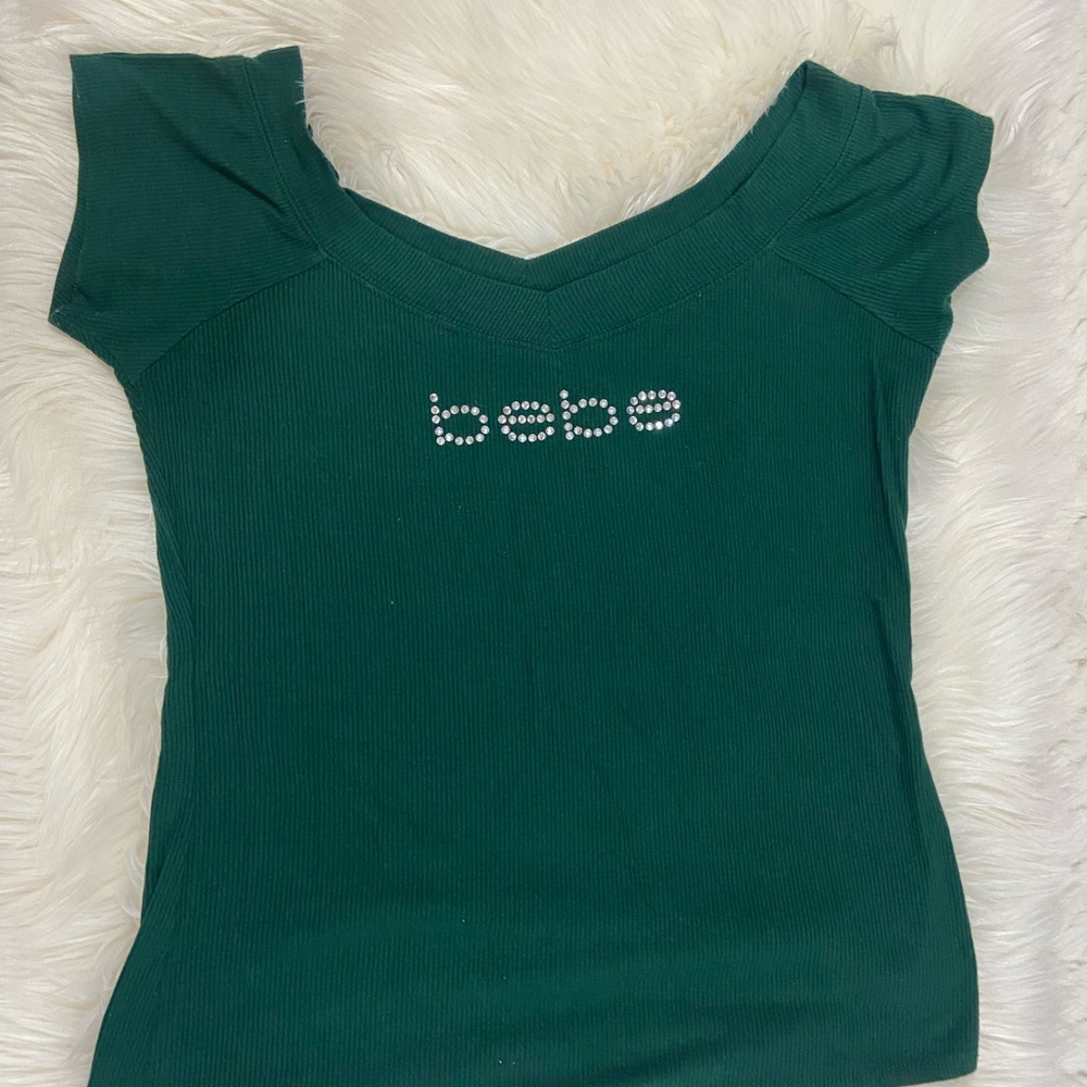 Bebe Green Ribbed Women's Top